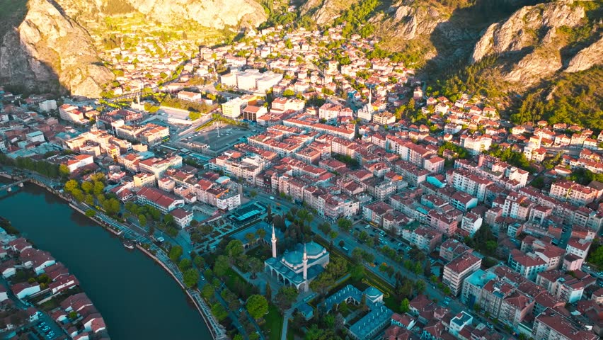 Aerial views of Amasya city, Turkey