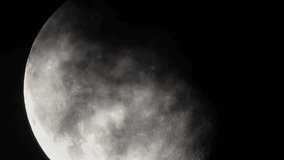 Partial view of a full moon close up obscured by moving clouds in a dark night sky - Powered by Shutterstock - Get 15% off with code: PIKWIZARD15