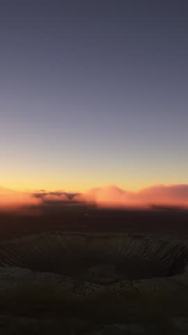 3D - Sunset aerial view of Barringer Crater. Winslow. Arizona. United States