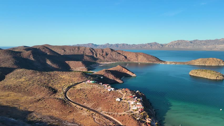 Shot of road and beach in baja sur mexico