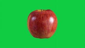 Closeup Red apple turning rotation on green screen background. 3D animation. - Powered by Shutterstock - Get 15% off with code: PIKWIZARD15