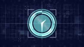 Animating digital clock over futuristic data processing background. Technology, animation, innovation, cyber, high-tech - Powered by Shutterstock - Get 15% off with code: PIKWIZARD15