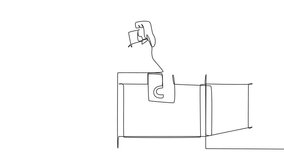 Animated self drawing of single continuous line drawing businesswoman comes out of treasure chest looks for something with binoculars. Mineral and coal entrepreneur. Luck leads. Full length animation - Powered by Shutterstock - Get 15% off with code: PIKWIZARD15