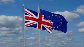 European Union and United Kingdom flags flying together, video concept of the relationship - Powered by Shutterstock - Get 15% off with code: PIKWIZARD15