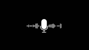 Microphone icon with sound wave animation in black background. Podcast recording Audio Icon with Microphone and Wave Form of Sound or Music. Sound wave animation - Powered by Shutterstock - Get 15% off with code: PIKWIZARD15