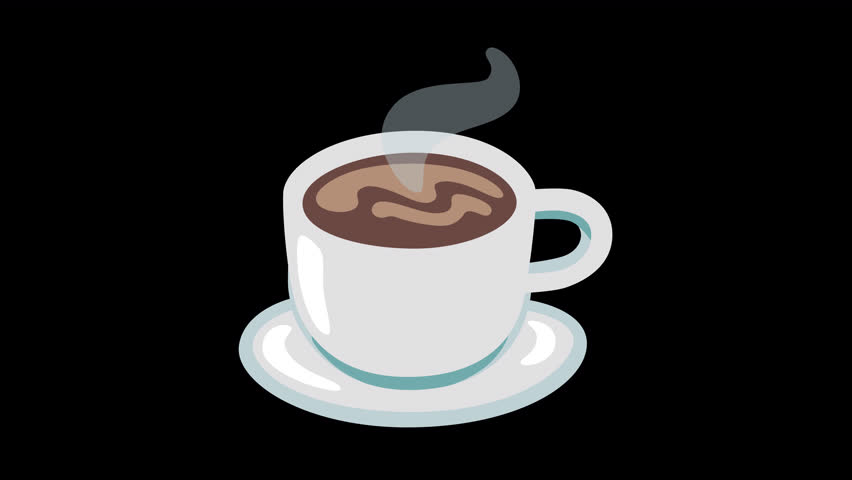 Steaming Hot Beverage Emoji Animated on a Transparent Background. Cup of Coffee Icon 4K Loop Animation with Alpha Channel.