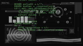 Animation of data processing and diagrams on black background. Technology, science and digital interface concept digitally generated video. - Powered by Shutterstock - Get 15% off with code: PIKWIZARD15