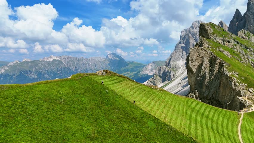 Natural landscape of Seceda, Val Gardena, Dolomites, Italy.