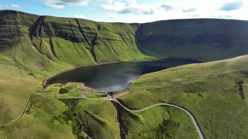 Llyn y Fan Fach, part of the Black Mountain in South Wales, UK, near the village of Llanddeusant, the Welsh name means 'Lake of the small beacon hill'