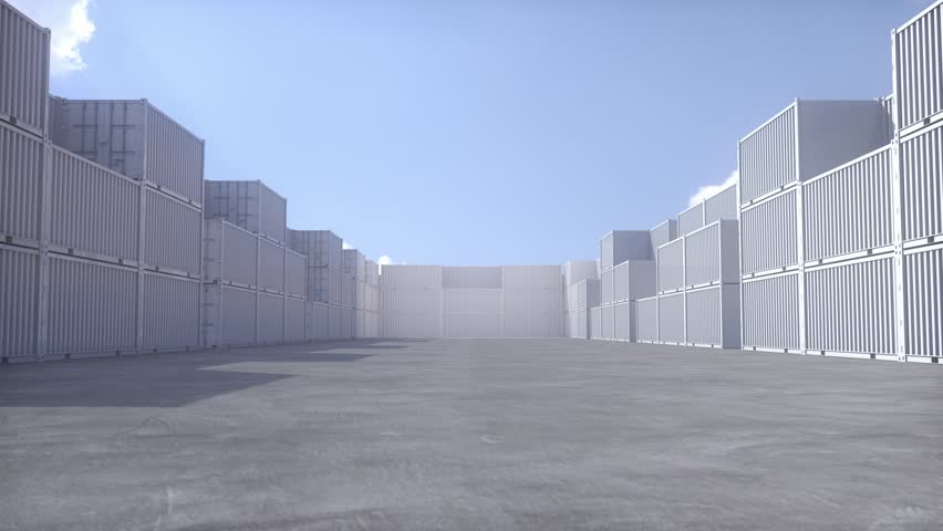 White cargo shipping container stacks. Industrial containers are excellent for cargo import export shipment