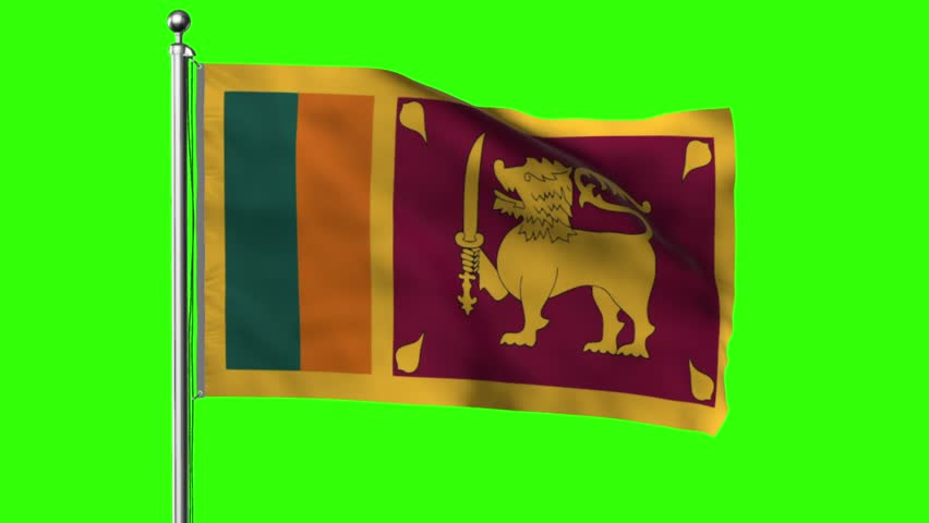 Footage of the Sri Lankan national flag waving against a green screen background