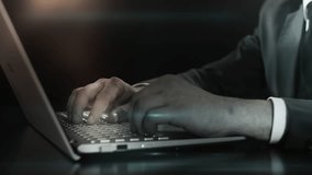 Conducting tasks on a laptop with an accompanying holographic screen. - Powered by Shutterstock - Get 15% off with code: PIKWIZARD15