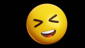 Rolling on the floor laughing emoji, sticking tongue out, 3d emoticon animation, Alpha channel, Transparent video - Powered by Shutterstock - Get 15% off with code: PIKWIZARD15
