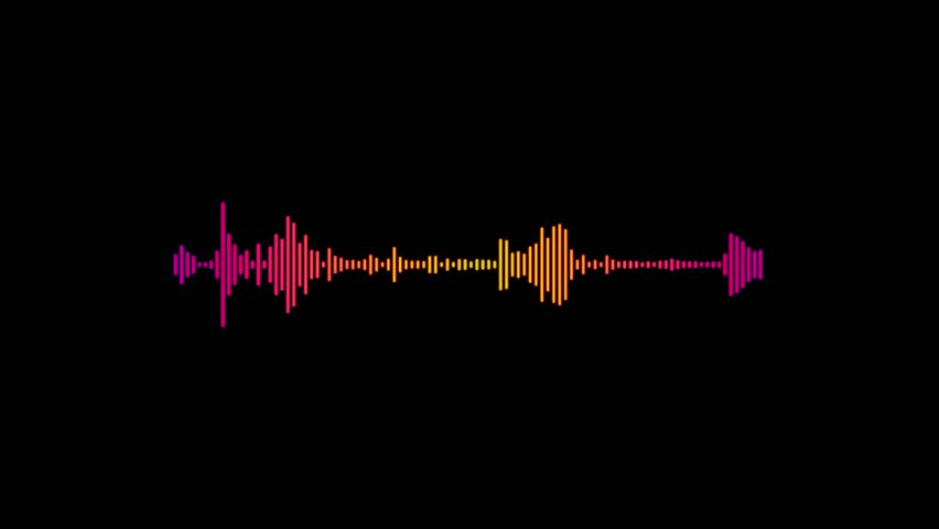 Sound wave audio spectrum black background 4k animation. Colorful audio frequency waveform spectrum icon.