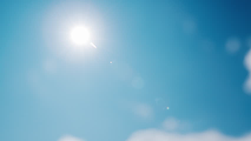 Summer sun flare with blue sky