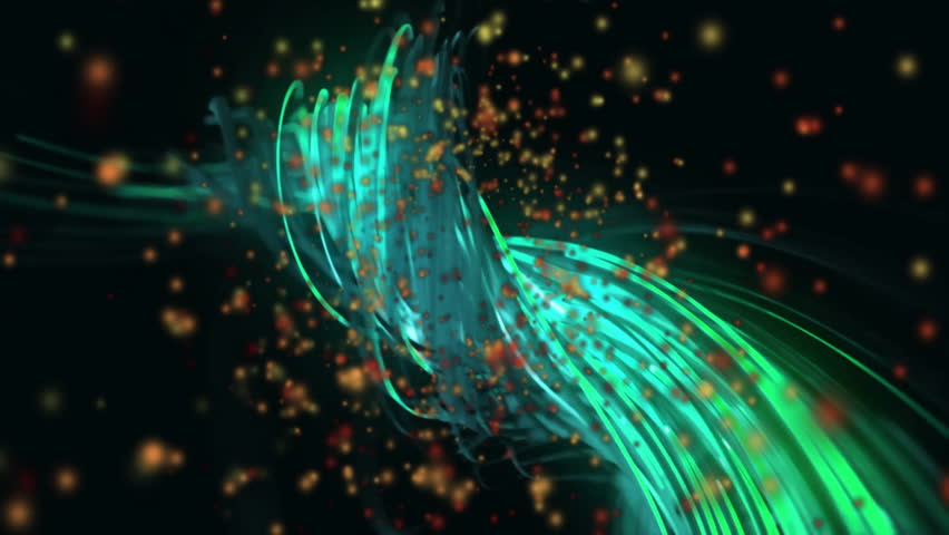 Animation of red spots over neon green trails. Pattern and digital interface concept digitally generated video.