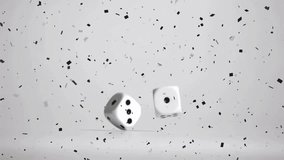 Animation of confetti falling over dices. Party, celebration and digital interface concept digitally generated video. - Powered by Shutterstock - Get 15% off with code: PIKWIZARD15