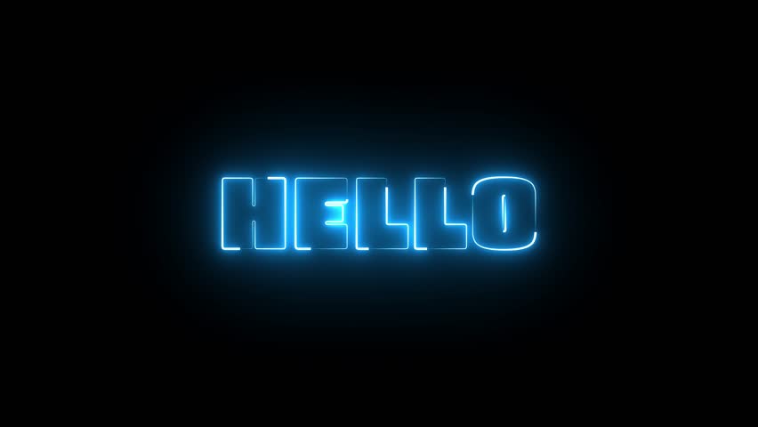 Neon sign of text hello animation on the black background. the word hello in neon lights. hello text animation, hallo text with colorful animation. - Powered by Shutterstock - Get 15% off with code: PIKWIZARD15