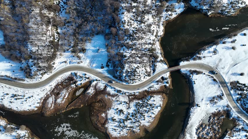 National Park At Ushuaia End Of The World Argentina. Birds Eye View Of Peaceful Mountains Valley And Forest Trees. Outdoor Travel Destinations Patagonia Glacier. Outdoor Snow Covered Aerial View.