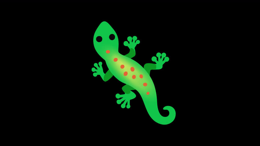 Green Lizard Emoji Animated on a Transparent Background. Icon 4K Loop Animation with Alpha Channel.