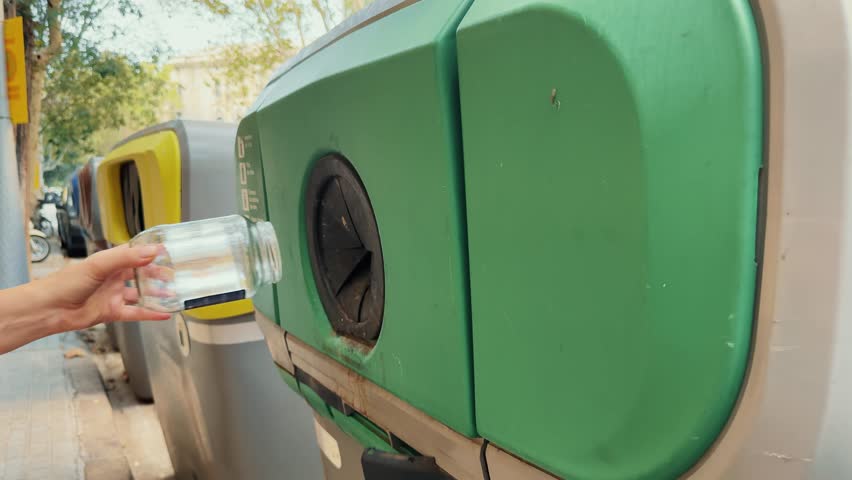 Concept of waste sorting, recycling and reuse, separate litter disposal, environmental care. Recycling glass.