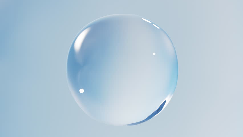 Sphere of water floating and rippling in the air