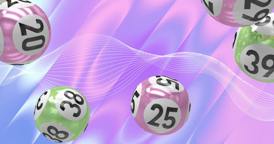 Lottery balls with numbers floating over colorful abstract background. winning, chance, jackpot, gambling, betting, luck
