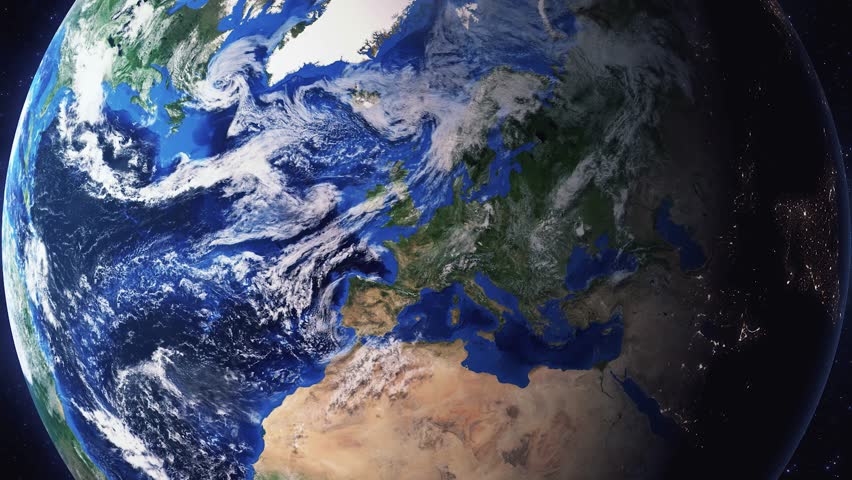 Earth zoom in from space and focus on Concord, New Hampshire, USA. 3D Animation. Video footage. Background for travel intro.