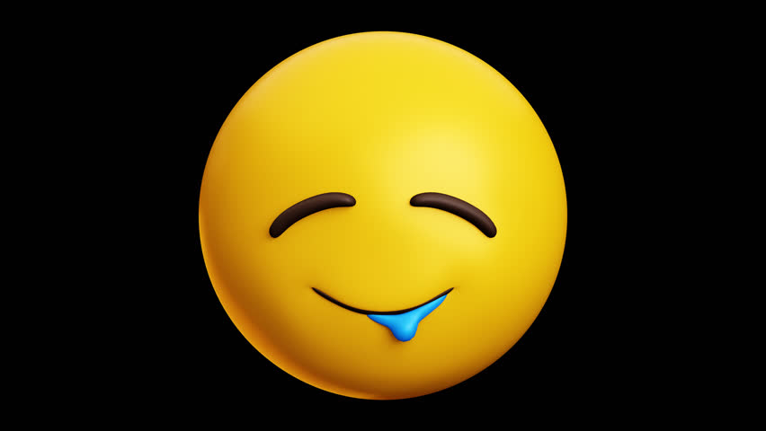Salivating face emoji, 3d emoticon animation, Alpha channel, Transparent video