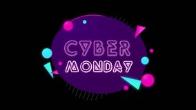 Retro futuristic vaporwave Cyber Monday sale campaign motion graphic for shopping advertisement isolated on black background. Video overlay for online ads - Powered by Shutterstock - Get 15% off with code: PIKWIZARD15