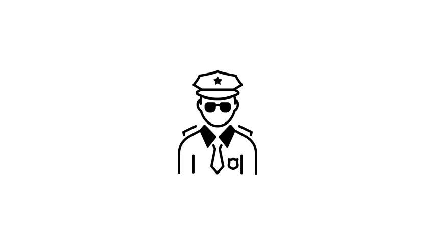 An outline animated icon of law enforcement 