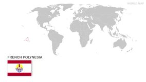 French Polynesia Map video, highlighted in the world map, world map video, world map all country, world territory, best for business project.   - Powered by Shutterstock - Get 15% off with code: PIKWIZARD15