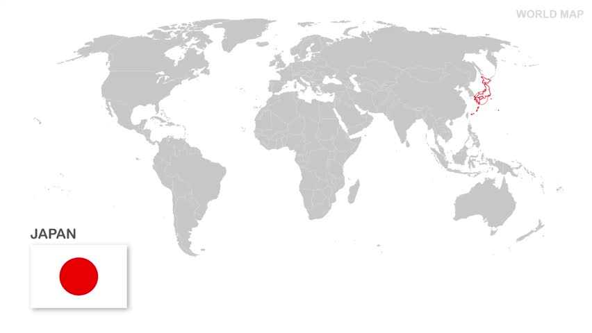 Japan Map video, highlighted in the world map, world map video, world map all country, world territory, best for business project.  