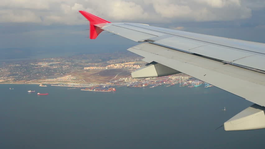 looking on Istanbul from airplane
