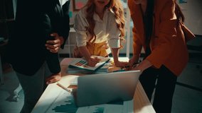 Collage of 4 pictures of a woman in an orange jacket and yellow pants working on a laptop - Powered by Shutterstock - Get 15% off with code: PIKWIZARD15