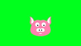Green screen animation of a pig's head with eyes glancing everywhere - Powered by Shutterstock - Get 15% off with code: PIKWIZARD15
