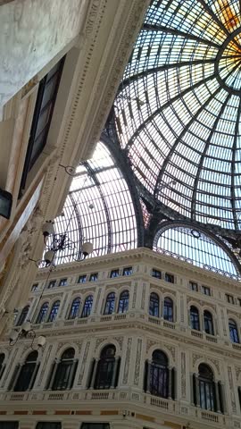 the glass ceiling of the galleria umberto in naples, italy