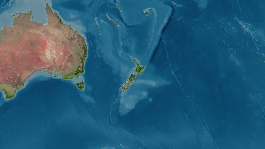 New Zealand map - zoom. Border. Satellite.