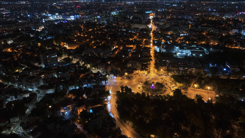 Time lapse of cars moving through Bucharest, Romania, at night