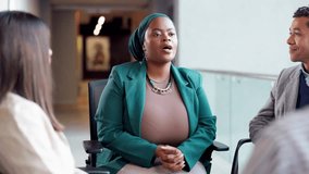 Business people, office and support group in circle for counseling and workplace empathy workshop. Human resources, mental health and conflict solution seminar with chat and care with team building - Powered by Shutterstock - Get 15% off with code: PIKWIZARD15