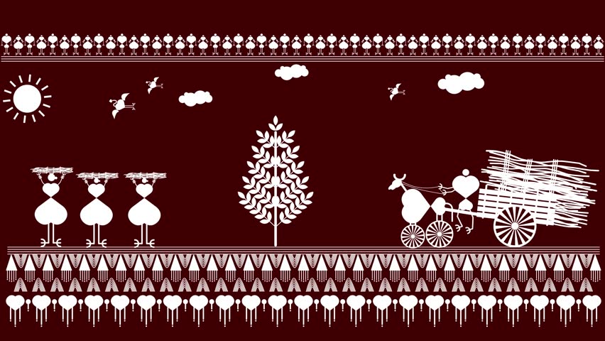 Indian tribal Painting. Indian tribal Painting. warli Painting of a city Beautiful warli painting Vector with indian rural life. 