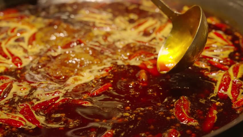 real shot of hotpot with spicy broth showcasing culinary culture