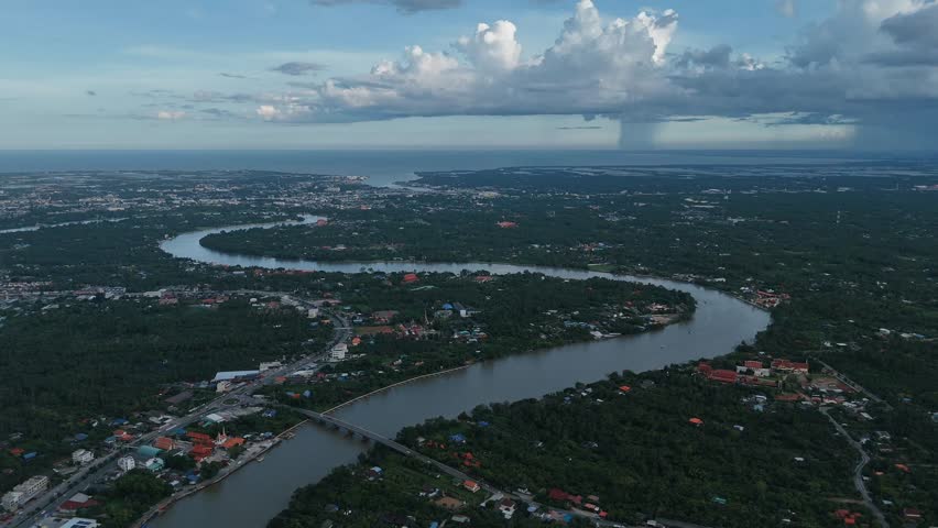 Amphawa Floating Market in thailand from Dron