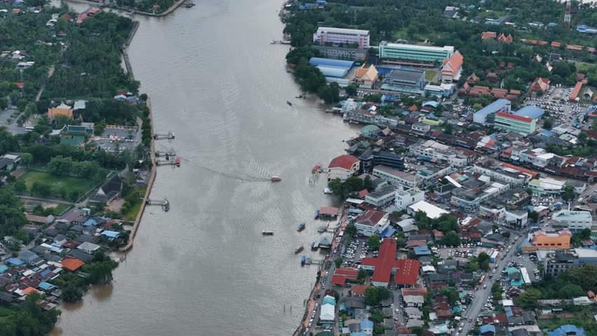 Amphawa Floating Market in thailand from Dron