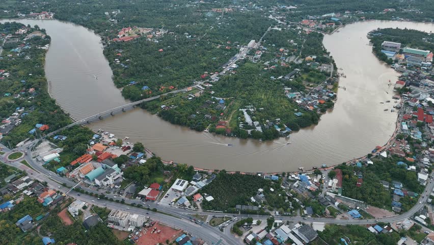 Amphawa Floating Market in thailand from Dron