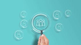  Magnifying glass focusing on human resource manager, HR, or CRM. concept of company service to recruit customers, network links worldwide, hiring, and recruitment process manage. - Powered by Shutterstock - Get 15% off with code: PIKWIZARD15