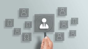  Magnifying glass focusing on human resource manager, HR, or CRM. concept of company service to recruit customers, network links worldwide, hiring, and recruitment process manage. - Powered by Shutterstock - Get 15% off with code: PIKWIZARD15