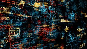 Equations and math symbols hover in space, with the camera weaving through them. The concept emphasizes mathematical intricacies, using shallow depth of field to blur the scene. - Powered by Shutterstock - Get 15% off with code: PIKWIZARD15