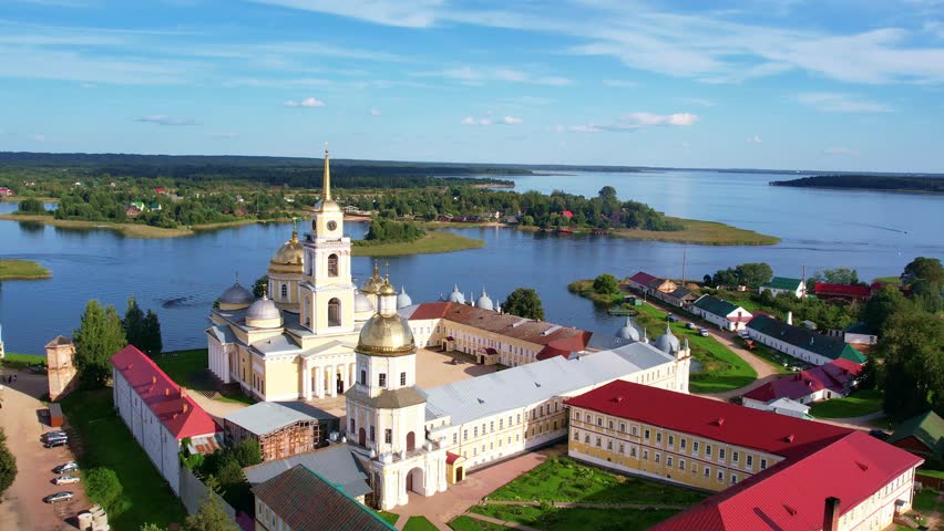 Nilo-Stolobenskaya desert on Lake Siliger drone shooting