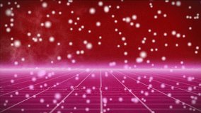 Animation of falling white spots over neon shapes. Technology, social media and digital interface concept digitally generated video. - Powered by Shutterstock - Get 15% off with code: PIKWIZARD15